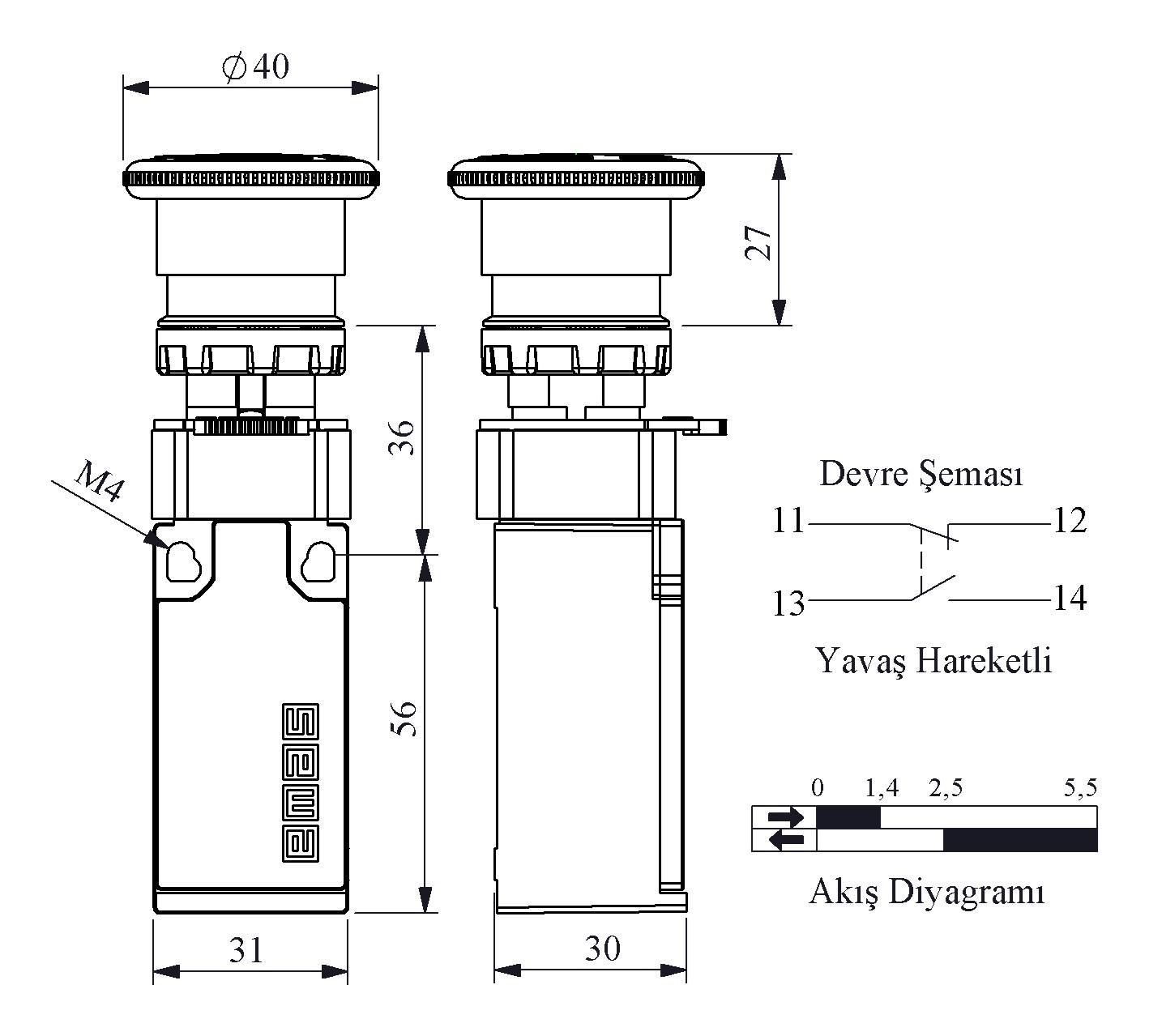 Touch push-button switch - B200HK - EMAS - emergency stop /  electromechanical / standard